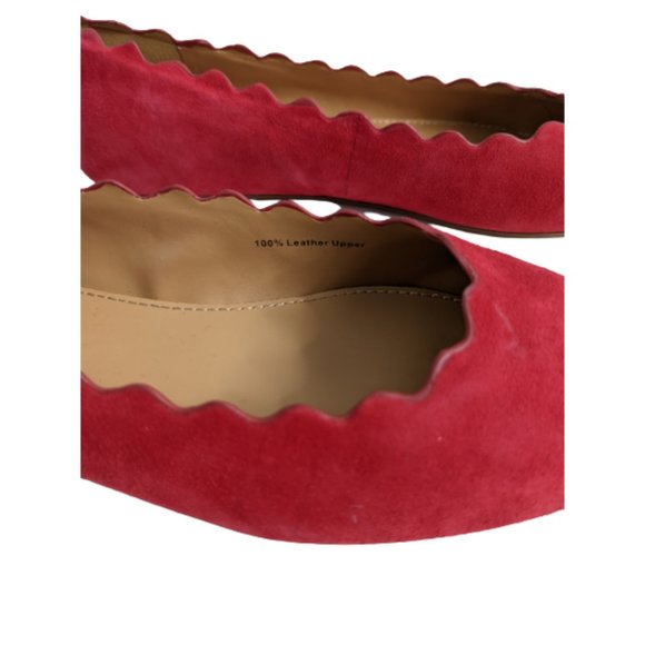 J. Crew Factory Dark Poppy Suede Scalloped Flats 5 - Picture 4 of 10